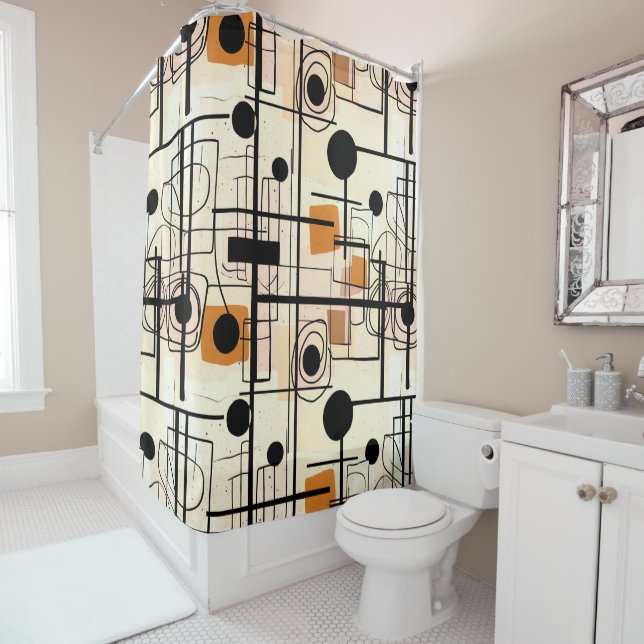 Rideaux De Douche Design abstrait moderne, lignes dynamiques Lancer  (En situation)