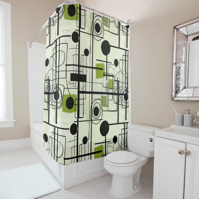 Rideaux De Douche Design abstrait moderne, lignes dynamiques Lancer  (En situation)
