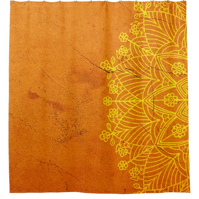 Rideaux De Douche Design arrière - plan jaune mandala (Devant)