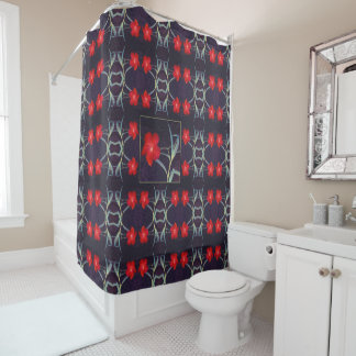 Rideaux De Douche Design avec Fleurs rouges et Feuilles