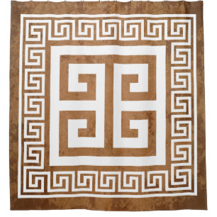 Rideaux De Douche Design blanc de clé grecque