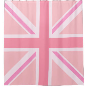 Rideaux De Douche Design Carré Union Jack rose/Drapeau