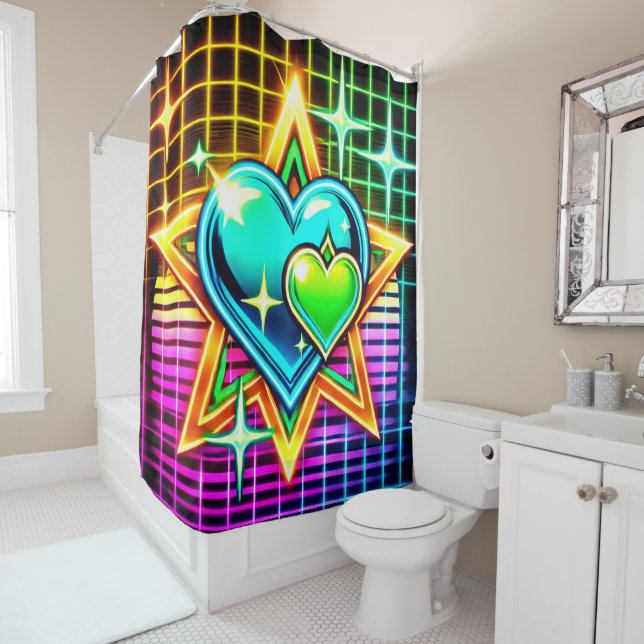 Rideaux De Douche Design Coeur et étoiles (En situation)