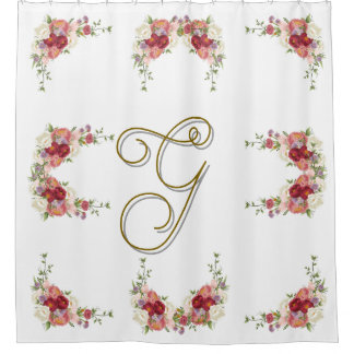 Rideaux De Douche Design élégant Rose Monogramme