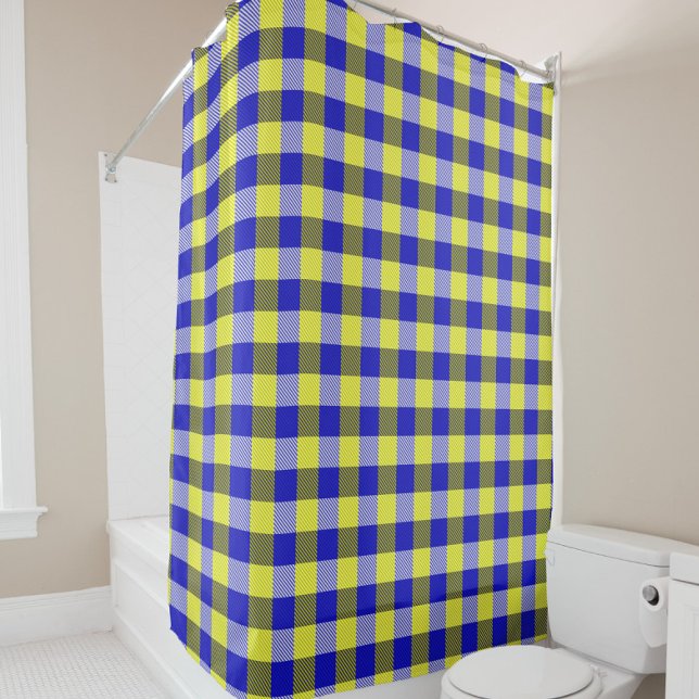 Rideaux De Douche Design En vichy jaune bleu (Créateur téléchargé)