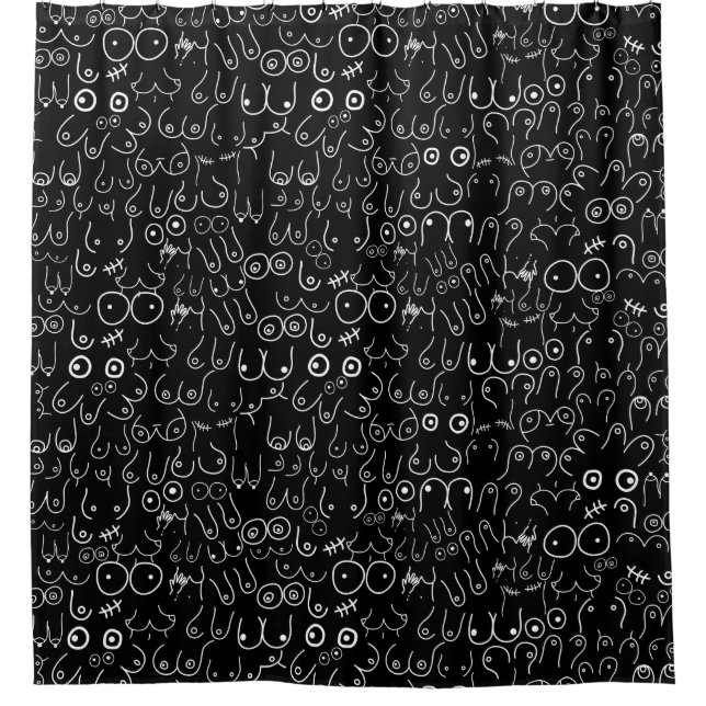 Rideaux De Douche design fun noir et blanc (Devant)