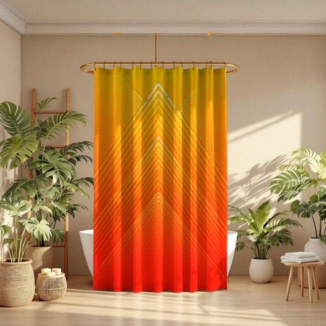 Rideaux De Douche Design géométrique moderne orange et jaune ombré (Créateur téléchargé)