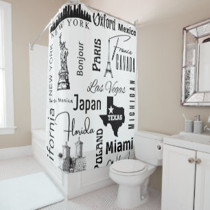 Rideaux De Douche Design moderne noir et blanc Paris Texas France