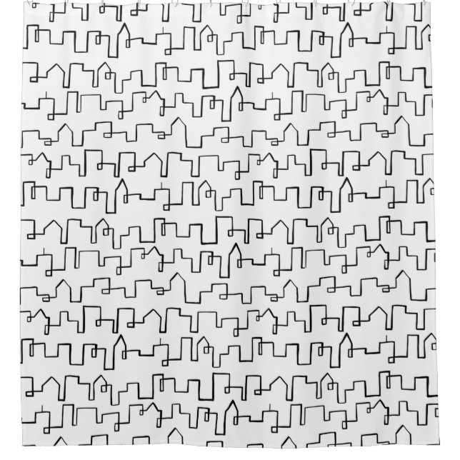 Rideaux De Douche Design moderne peint Cityscape (Devant)