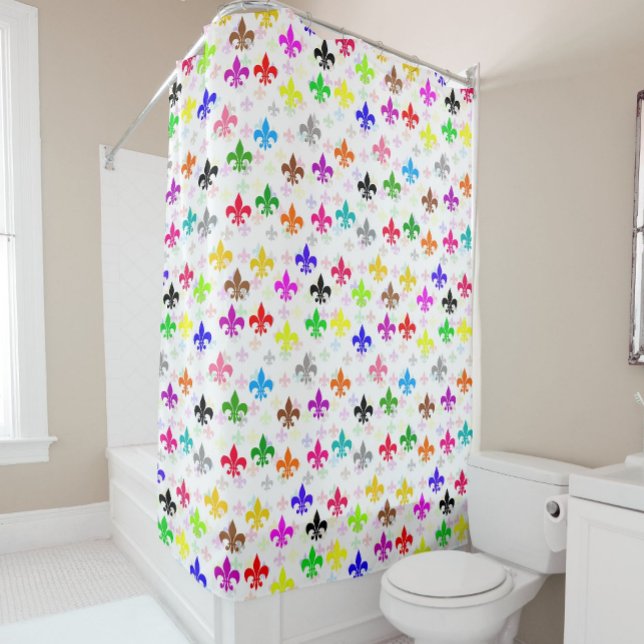 Rideaux De Douche Design Motif couleur blanc Fleur de lis (Créateur téléchargé)