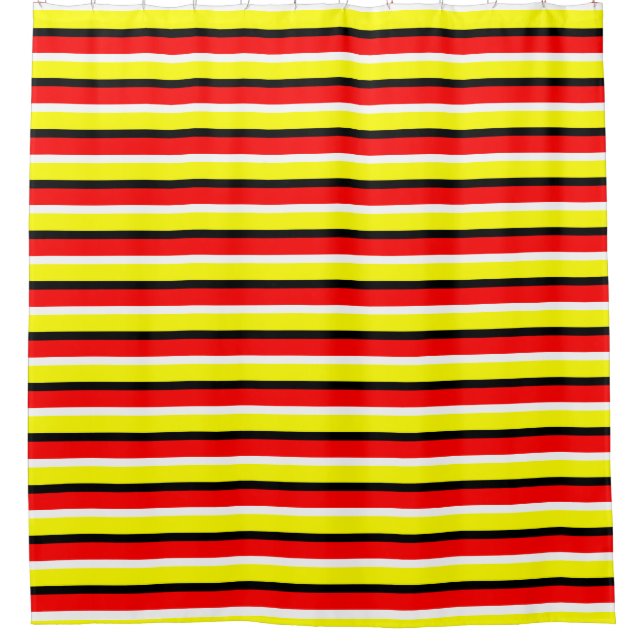 Rideaux De Douche Design Motif Red Yellow Stripes (Devant)