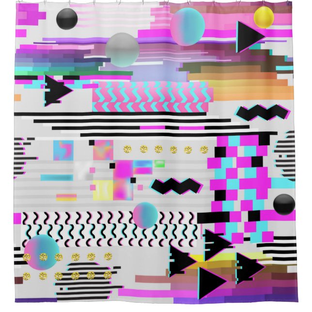 Rideaux De Douche Design Motif sans soudure. Cyberpunk numérique  (Devant)