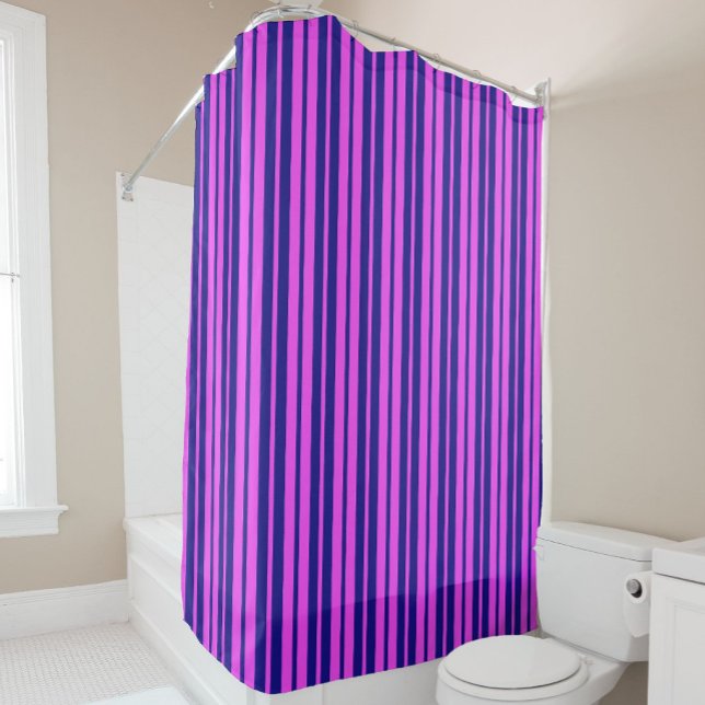 Rideaux De Douche Design Motif violet bleu élégant rayures (Créateur téléchargé)
