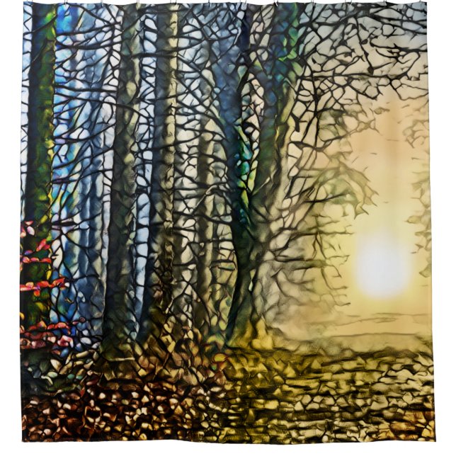 Rideaux De Douche Design paysager 276 Forêt Bois (Devant)