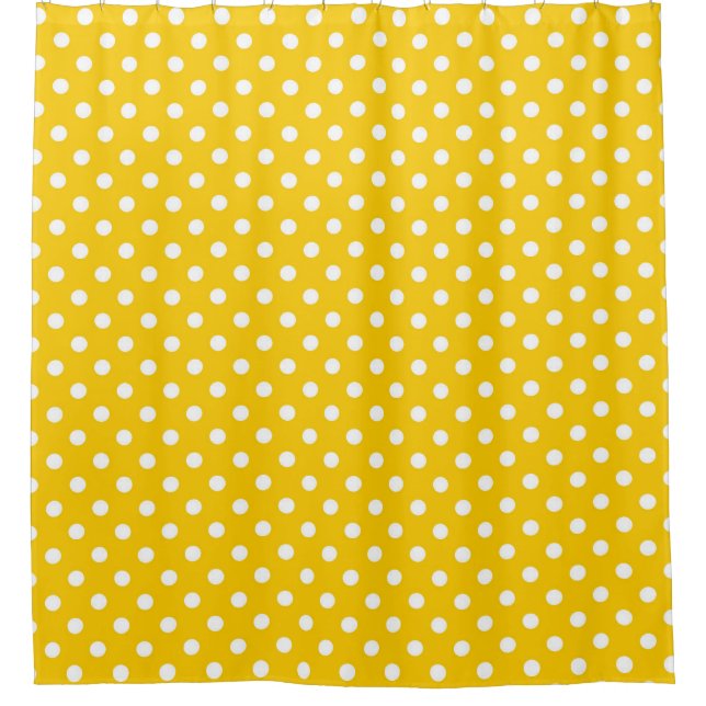 Rideaux De Douche Design Pois blanc jaune (Devant)