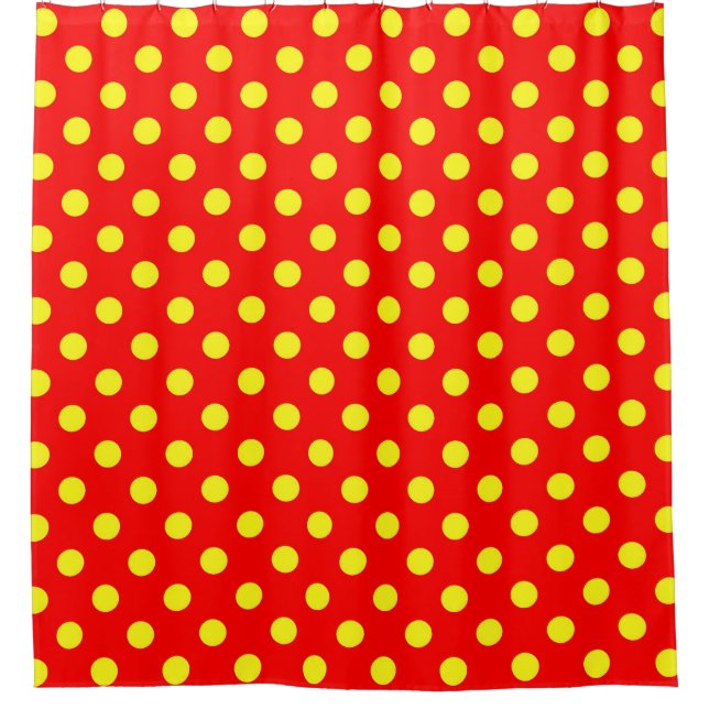 Rideaux De Douche Design Pois jaune rouge (Devant)