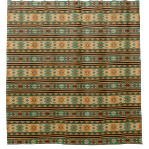 Rideaux De Douche Design Sud-Ouest Vert Tan Brown