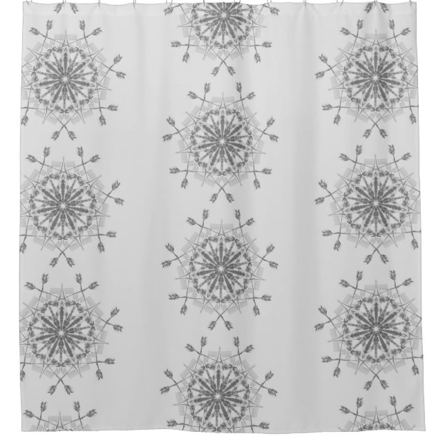Rideaux De Douche Design tribal gris et blanc (Devant)