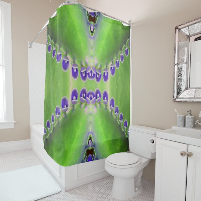 Rideaux De Douche Design vert et violet (En situation)