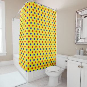 Rideaux De Douche Dessin à pois jaunes rouges et bleus