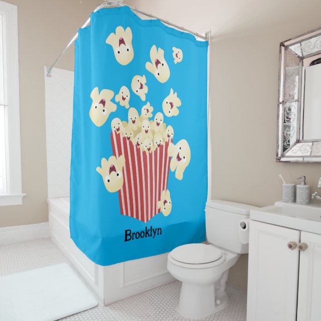 Rideaux De Douche Dessin animé de pop-corn sautant drôle mignon (En situation)