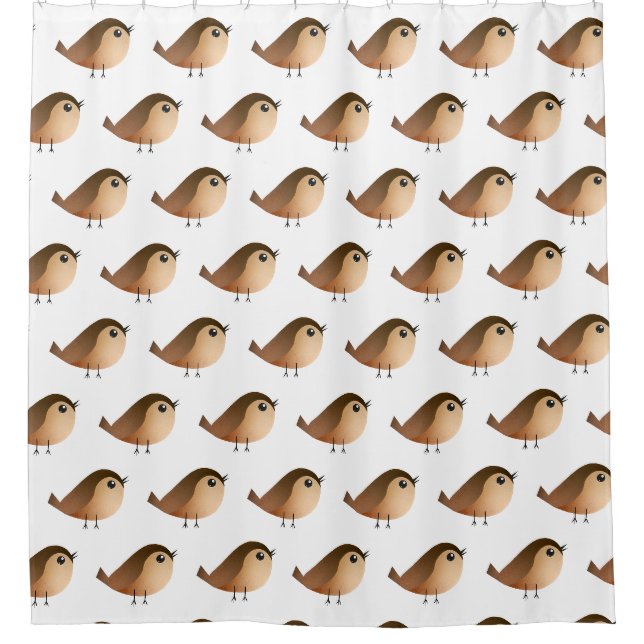 Rideaux De Douche Dessin animé d'oiseau moineau (Devant)