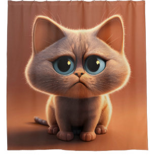Rideaux De Douche dessin animé illustration d'un chat mignon