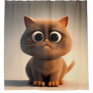 Rideaux De Douche dessin animé illustration d'un chat mignon