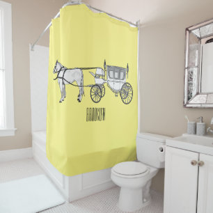 Rideaux De Douche dessin animé mariage cheval & calèche