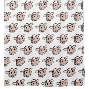 Rideaux De Douche dessin animé vache noir blanc rose baiser gris ani
