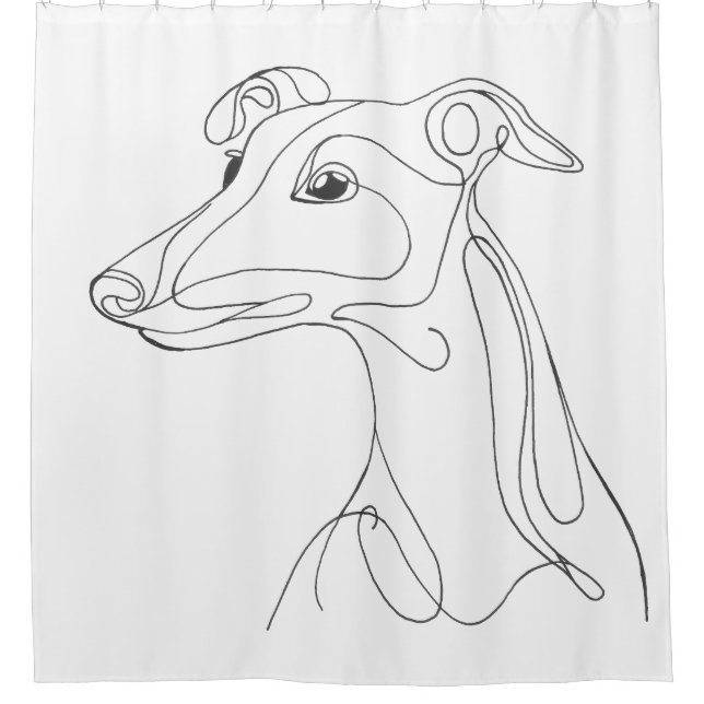 Rideaux De Douche Dessin au trait de Greyhound peint à la main (Devant)