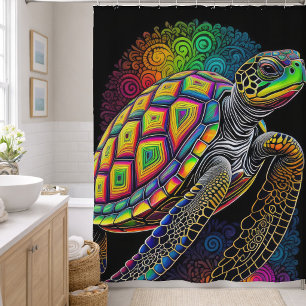 Rideaux De Douche Dessin coloré de tortue marine