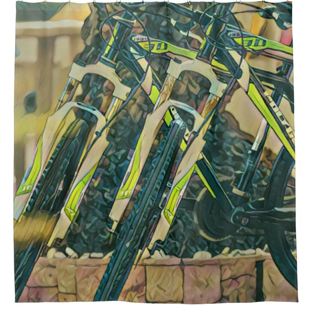 Rideaux De Douche dessin cool à vélo (Devant)