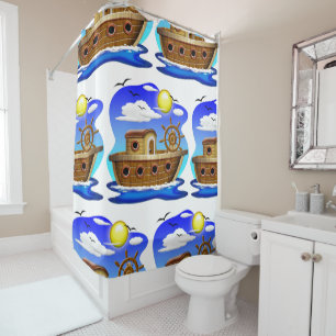 Rideaux De Douche Dessin de bateau de pêche