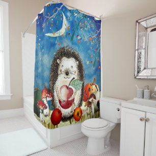 Rideaux De Douche Dessin de forêt de hérisson d'amis de région