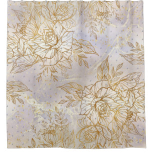 Rideaux De Douche Dessin de ligne Rose Gold Elegant