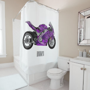 Rideaux De Douche Dessin de moto de sport violet