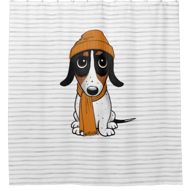 Rideaux De Douche Dessin de Piebald Dachshund (Devant)