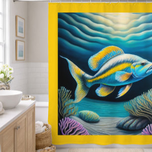 Rideaux De Douche Dessin de poissons de récif à la craie colorée