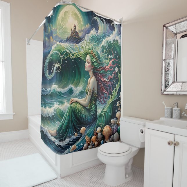 Rideaux De Douche Dessin de sirène (En situation)