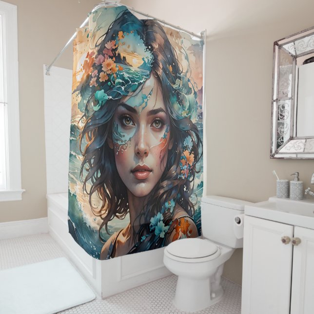 Rideaux De Douche Dessin de sirène (En situation)