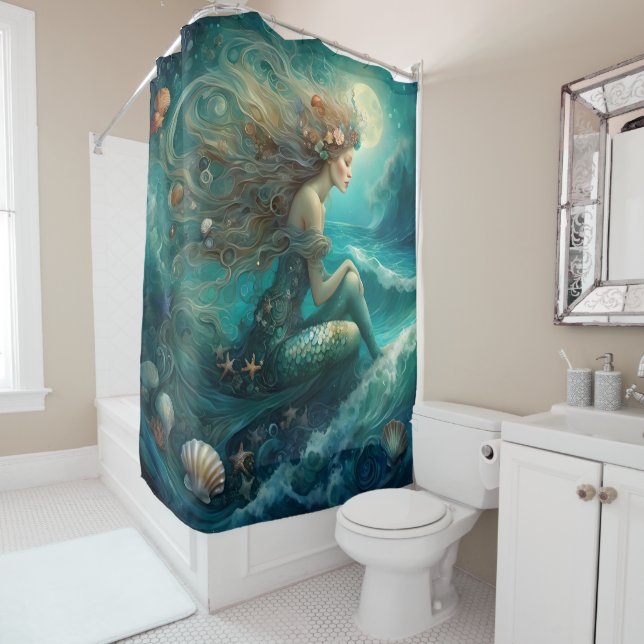 Rideaux De Douche Dessin de sirène (En situation)