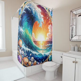 Rideaux De Douche dessin de vagues