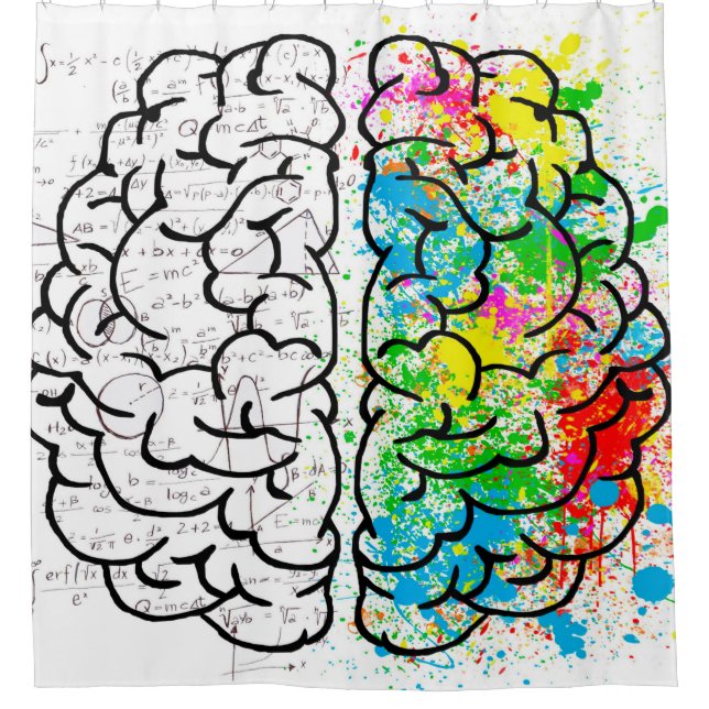Rideaux De Douche Dessin d'idée de psychologie cérébrale (Devant)