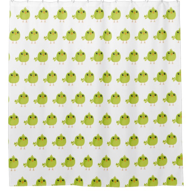 Rideaux De Douche Dessin d'oiseau vert (Devant)