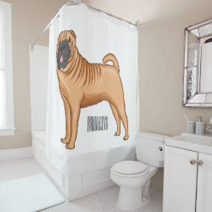 Rideaux De Douche dessin humoristique chinois de chien Shar-Pei