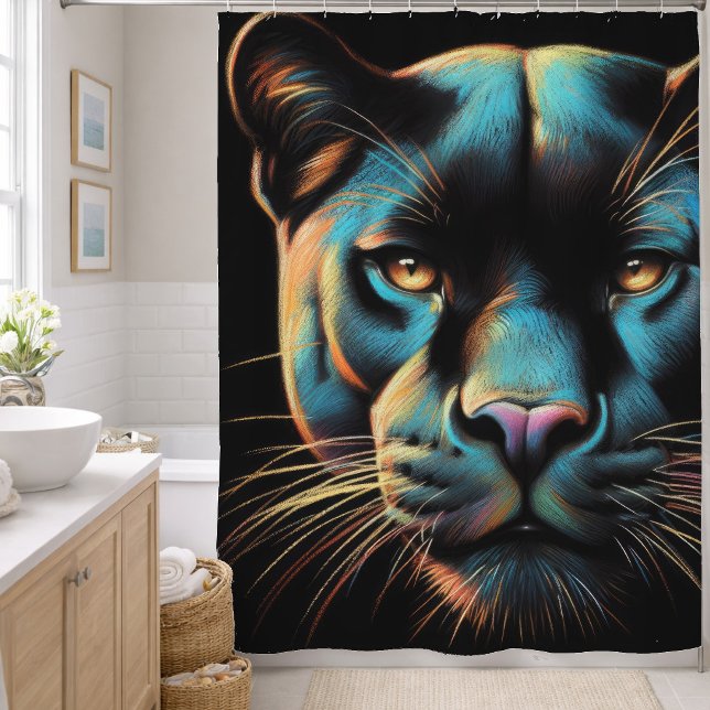Rideaux De Douche Dessin Pastel Dur Black Panther (Créateur téléchargé)