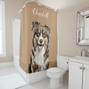 Rideaux De Douche Dessin personnalisé Collie Chien personnalisé