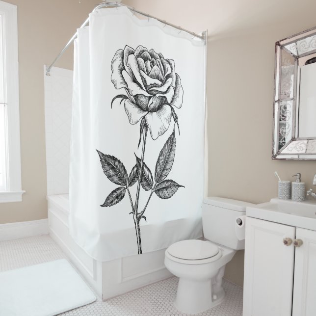 Rideaux De Douche dessin rose (En situation)