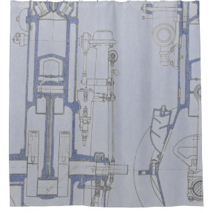 Rideaux De Douche Dessin schématique Ancien plan couleurs rustiques